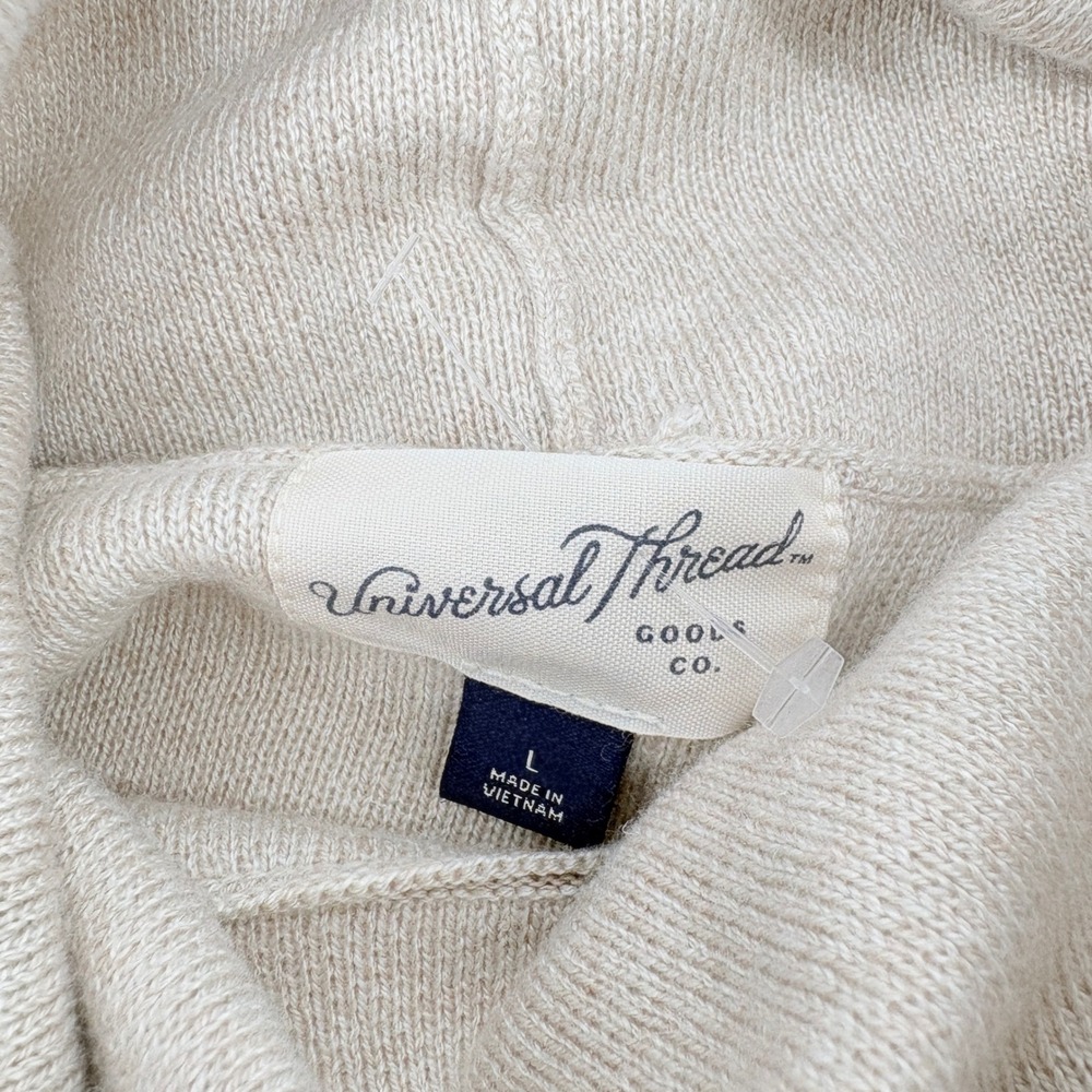 NWOT Universal Thread Cowl Neck Drawstring Pullover Sweater Beige Large Cozy - Picture 8 of 10